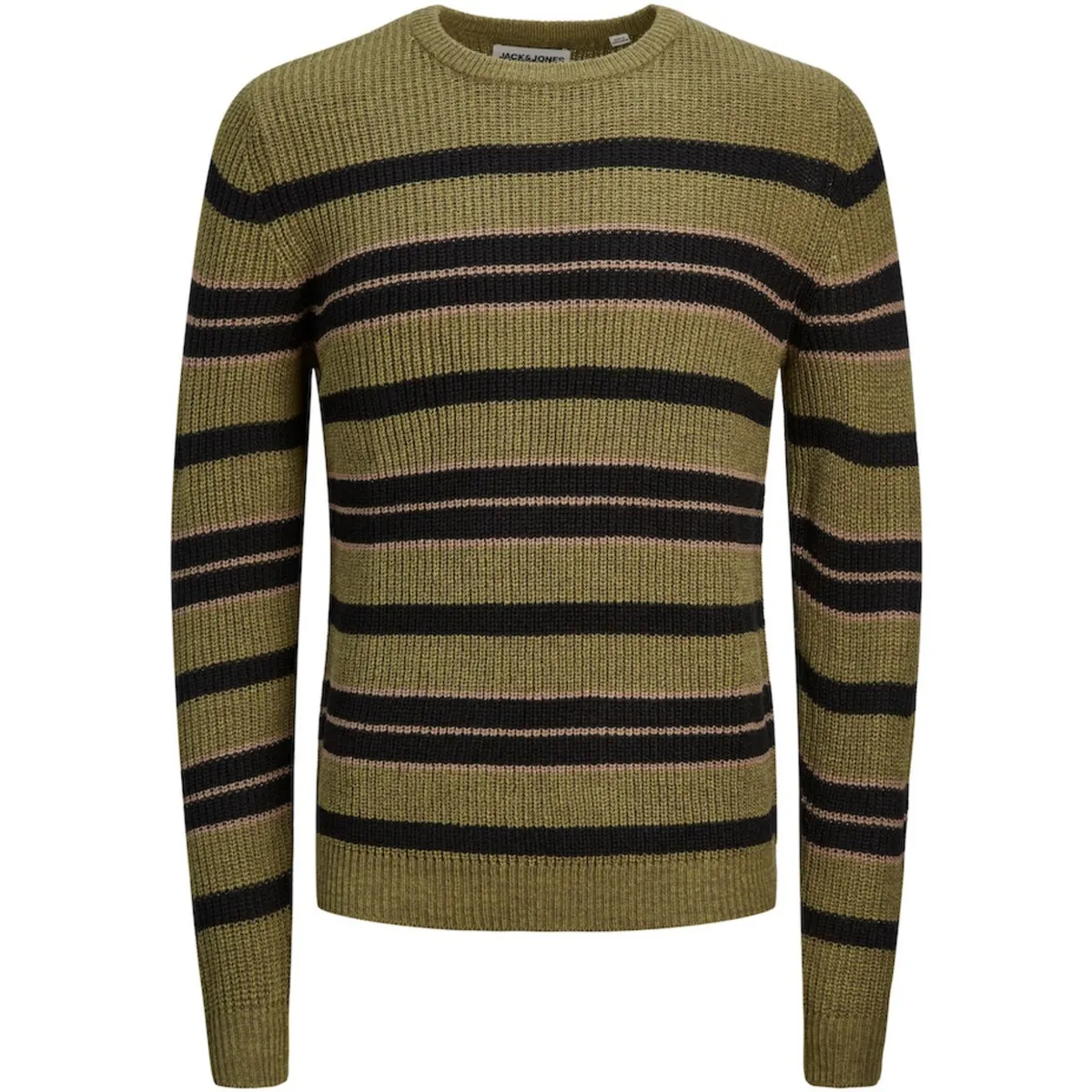 12243000 JCOTWIST STRIPED KNIT CREW OLIVE NIGHT DETAIL OLIVE