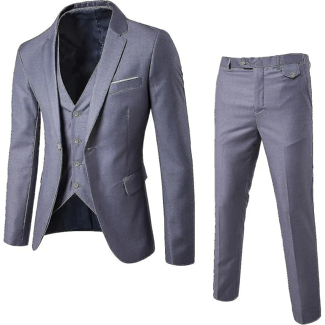 3 Piezas De Traje Slim Fit Para Hombres Juego De Un Botón Chaqueta Sólida Chaleco Pantalones Conjunto de Negocios