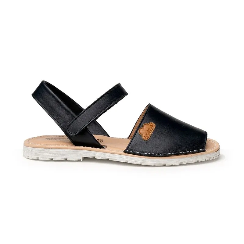 Abarcas Menorquinas Niña Piel Napa Plantilla Acolchada Velcro 220 Marino, de Angelitos