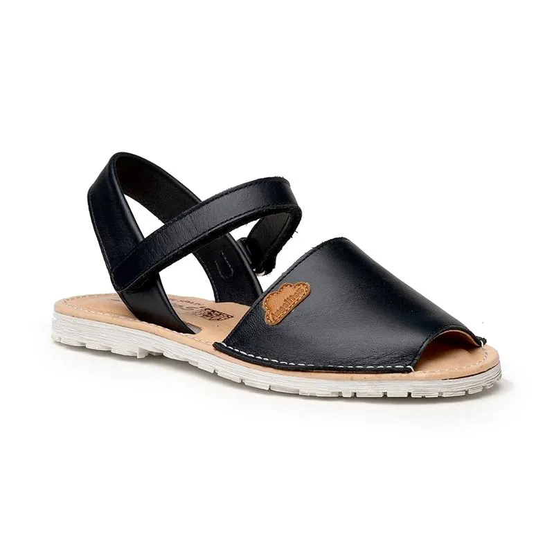Abarcas Menorquinas Niña Piel Napa Plantilla Acolchada Velcro 220 Marino, de Angelitos