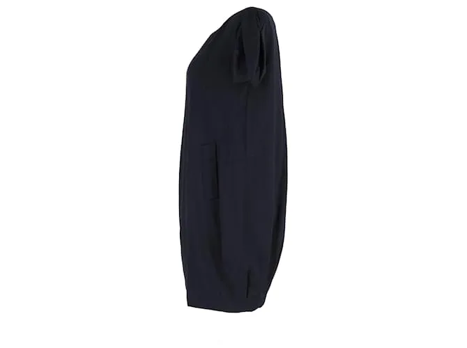 Alexander McQueen Vestido con mangas abullonadas/ Bolsillos en Poliéster Azul Marino 