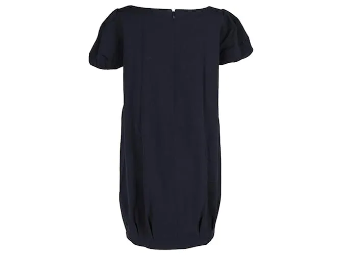 Alexander McQueen Vestido con mangas abullonadas/ Bolsillos en Poliéster Azul Marino 