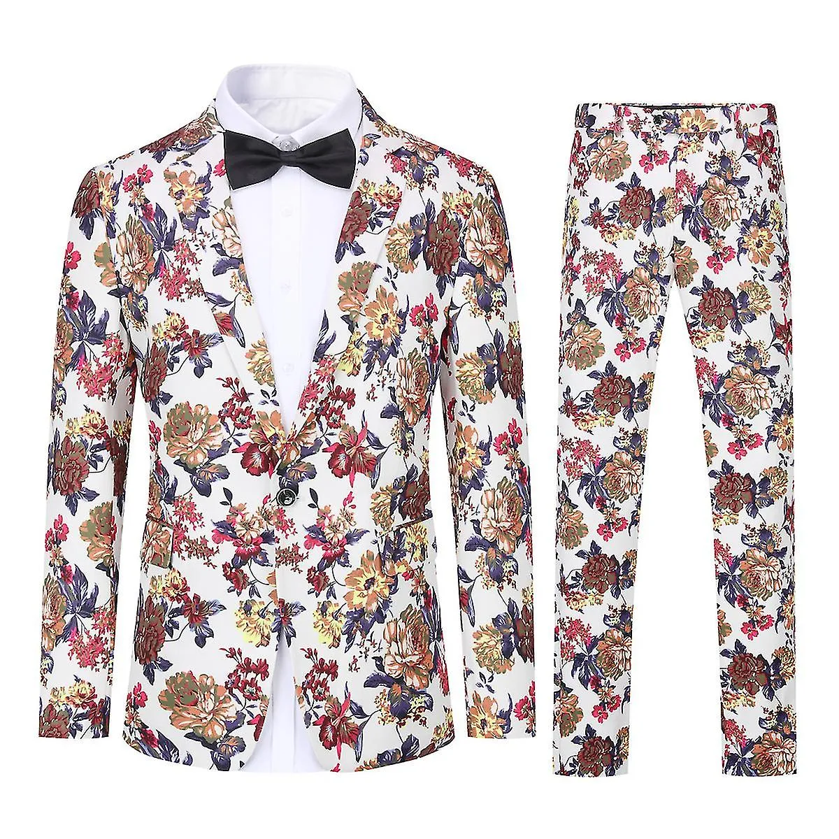 ALLTHEMEN HOMBRE 2PIECE WEDDING FLORAL NOTCHED LAPEL ONE BUCKLE PRESTIGE DINNER DRESS SUIT