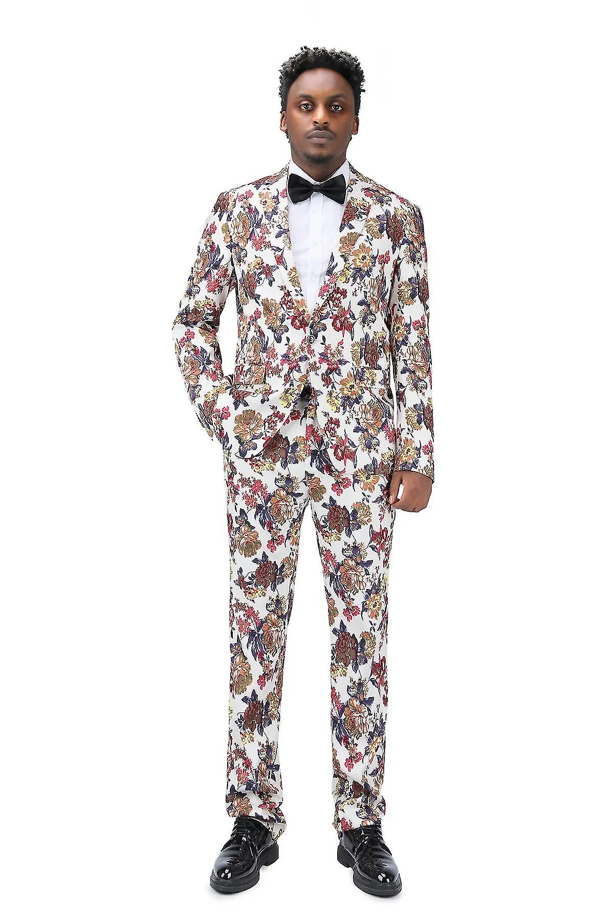 ALLTHEMEN HOMBRE 2PIECE WEDDING FLORAL NOTCHED LAPEL ONE BUCKLE PRESTIGE DINNER DRESS SUIT