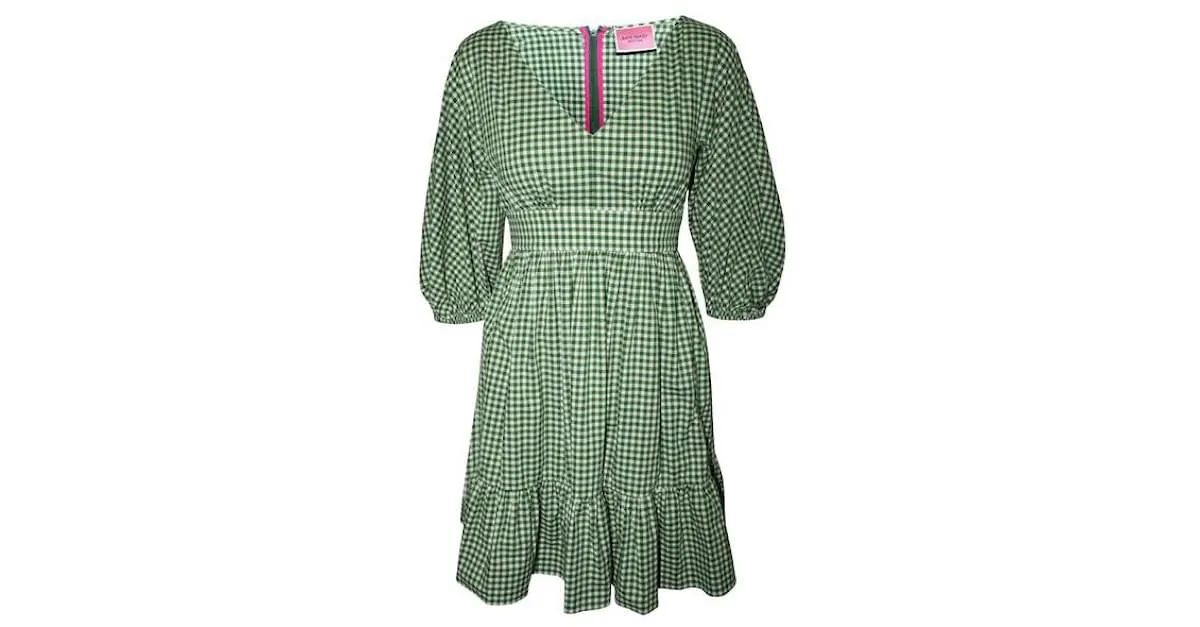 Autre Marque DISEÑADOR CONTEMPORÁNEO Vestido de cuadros verdes 