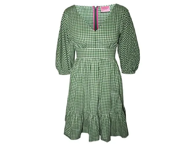 Autre Marque DISEÑADOR CONTEMPORÁNEO Vestido de cuadros verdes 