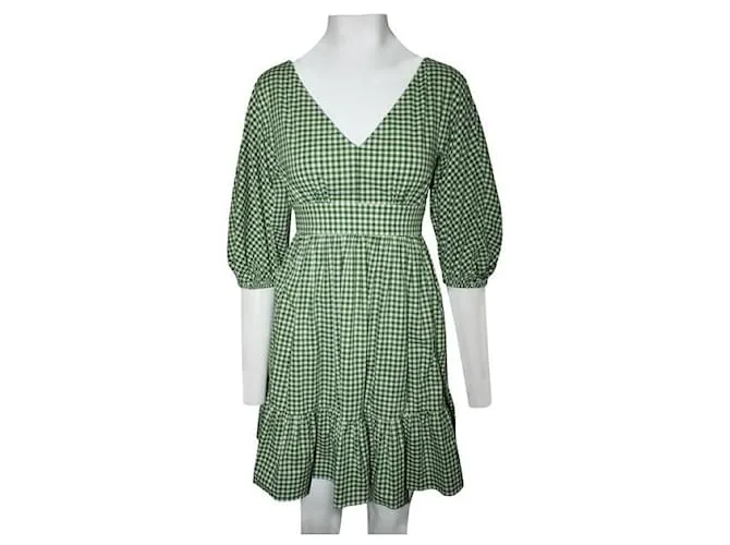Autre Marque DISEÑADOR CONTEMPORÁNEO Vestido de cuadros verdes 