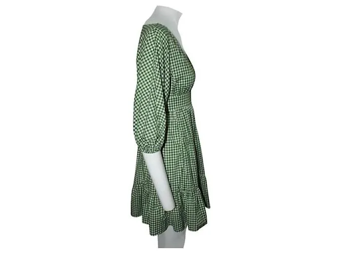 Autre Marque DISEÑADOR CONTEMPORÁNEO Vestido de cuadros verdes 
