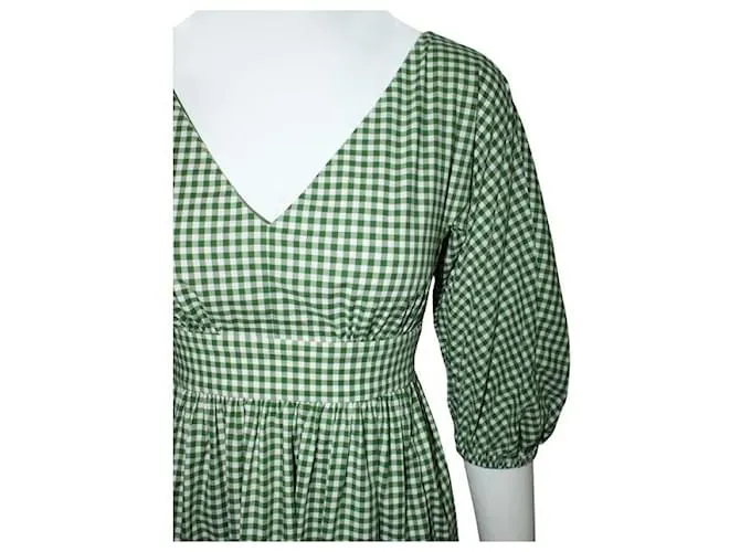 Autre Marque DISEÑADOR CONTEMPORÁNEO Vestido de cuadros verdes 