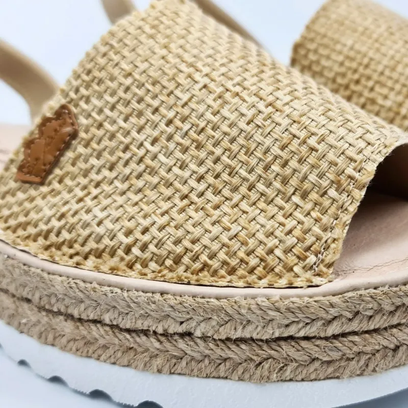Avarcas Menorquinas Mujer Piel Y Saco Plataforma Plantilla Acolchada 1250 Camel, de Eva Mañas