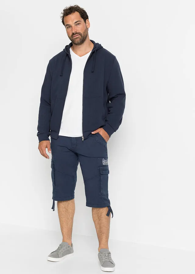 Bermudas largas con bolsillos cargo, corte regular Negro estampado