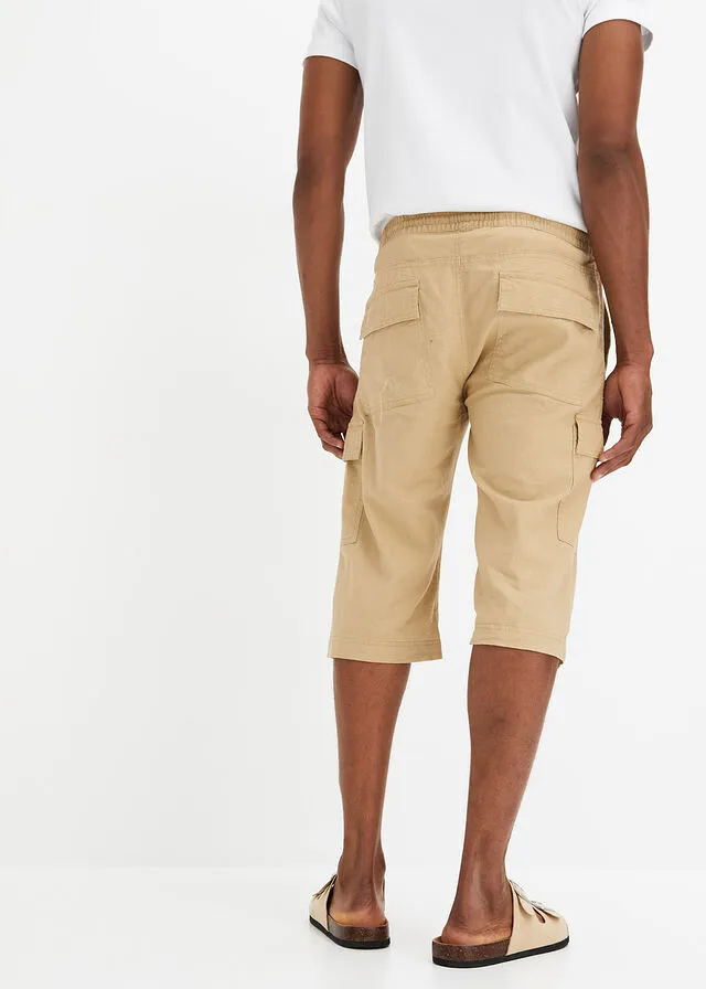 Bermudas tipo cargo con lino y corte regular Beige nuevo