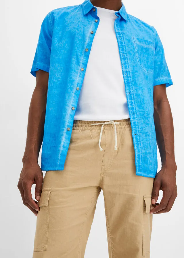 Bermudas tipo cargo con lino y corte regular Beige nuevo