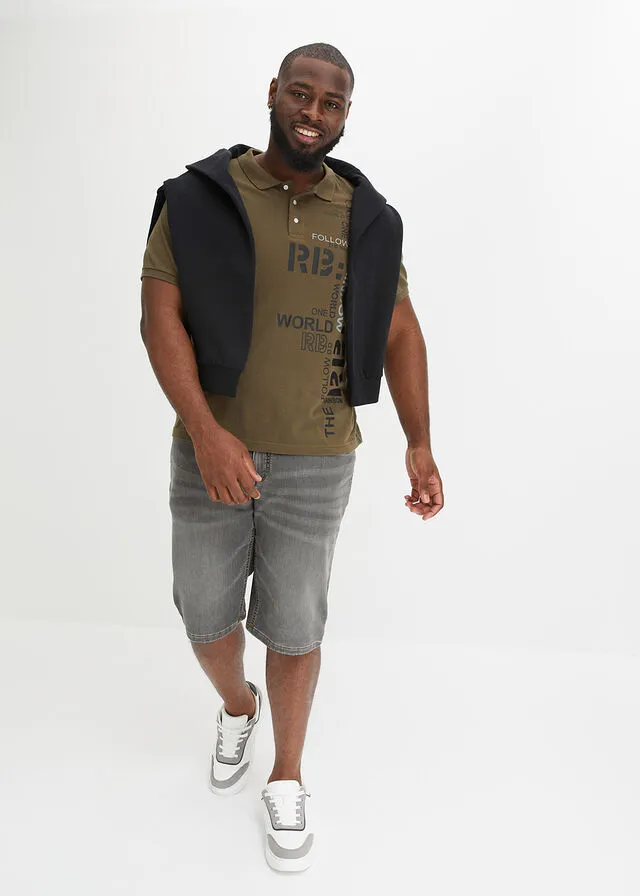 Bermudas vaqueras elásticas, con corte cómodo, regular fit denim gris claro