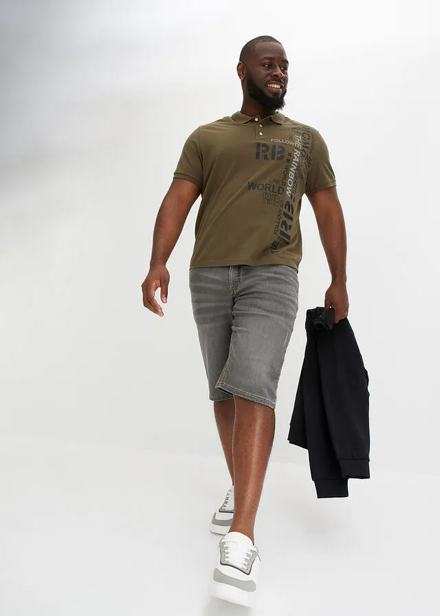 Bermudas vaqueras elásticas, con corte cómodo, regular fit denim gris claro