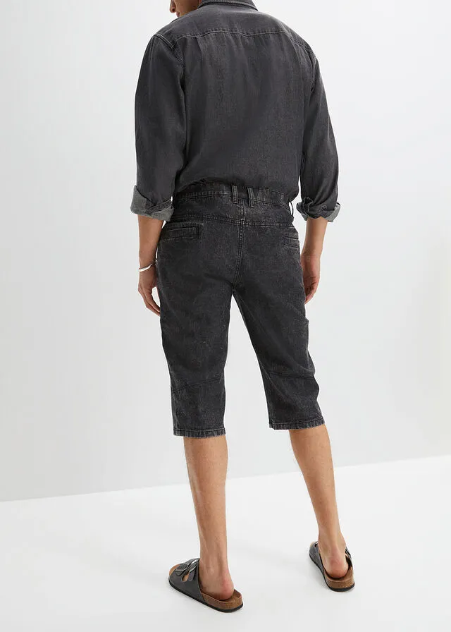 Bermudas vaqueras elásticas con corte regular denim negro