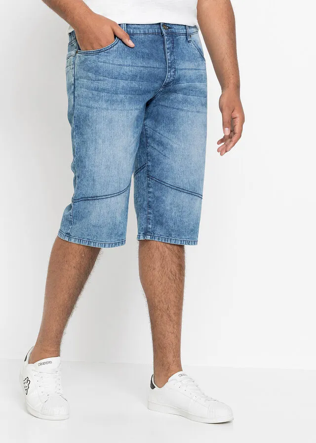 Bermudas vaqueras elásticas con corte regular Denim