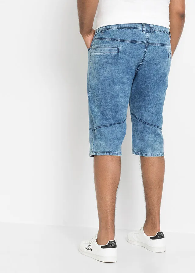 Bermudas vaqueras elásticas con corte regular Denim