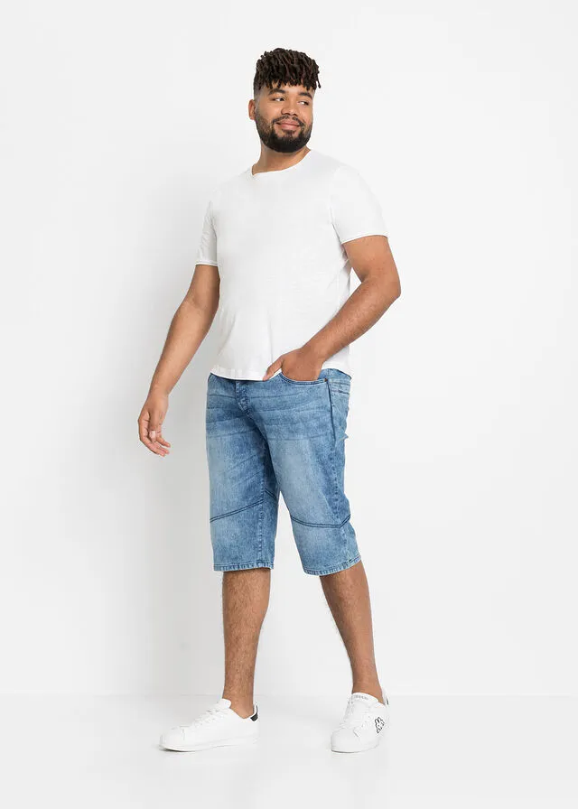 Bermudas vaqueras elásticas con corte regular Denim