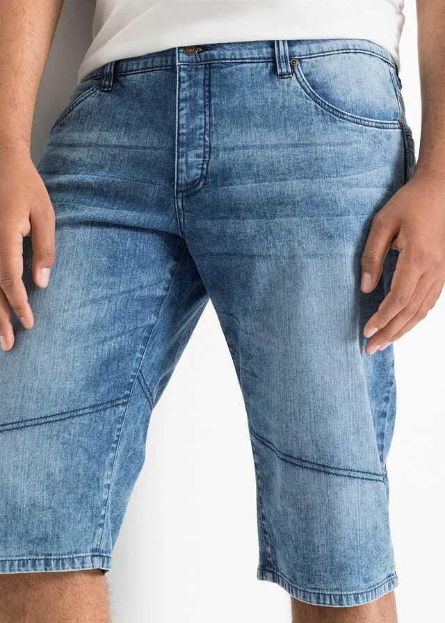 Bermudas vaqueras elásticas con corte regular Denim