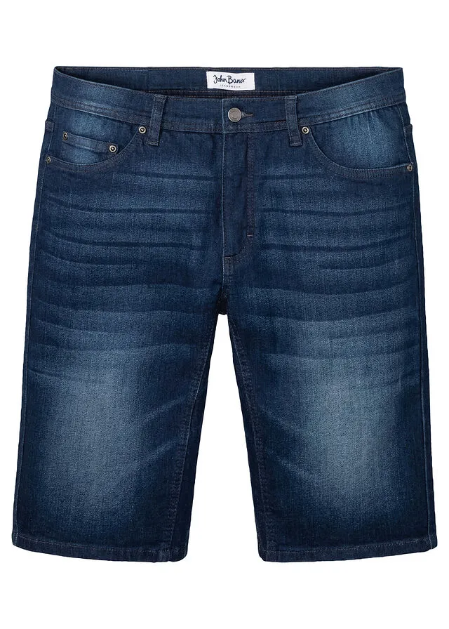 Bermudas vaqueras elásticas con entrepierna reforzada, corte regular Denim