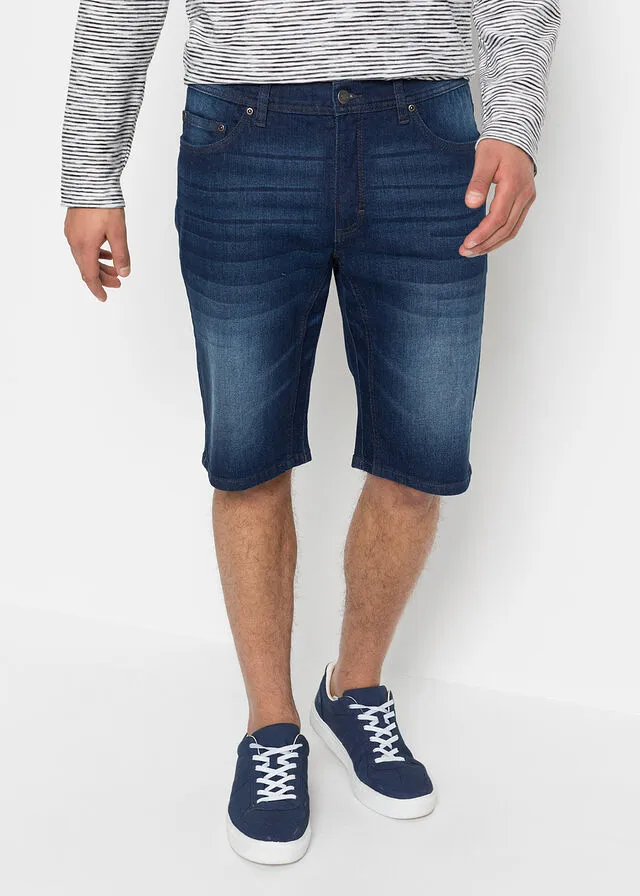 Bermudas vaqueras elásticas con entrepierna reforzada, corte regular Denim