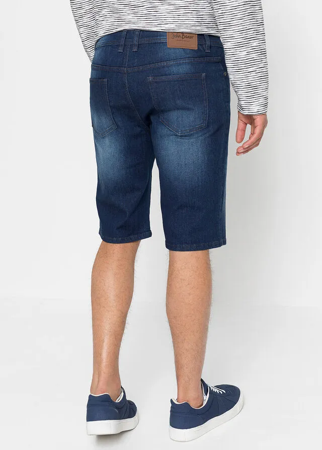 Bermudas vaqueras elásticas con entrepierna reforzada, corte regular Denim