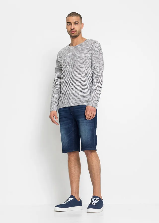 Bermudas vaqueras elásticas con entrepierna reforzada, corte regular Denim