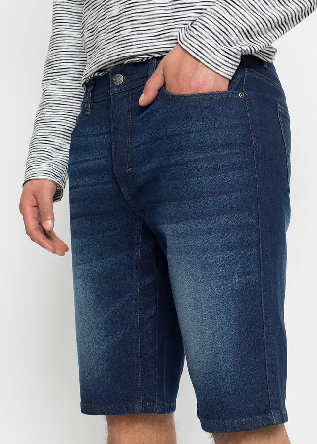 Bermudas vaqueras elásticas con entrepierna reforzada, corte regular Denim