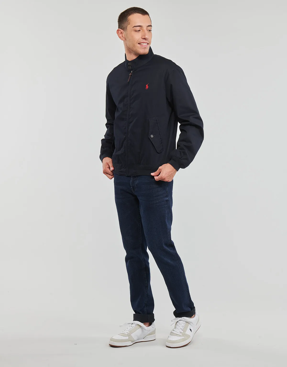 BLOUSON ZIPPE EN SERGE DE COTON AVEC DOUBLURE TARTAN