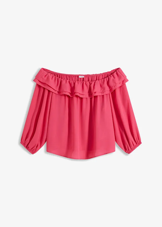 Blusa con escote bañera Rosa oscuro