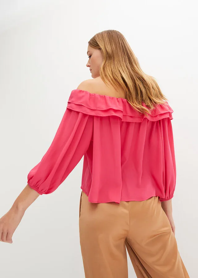Blusa con escote bañera Rosa oscuro
