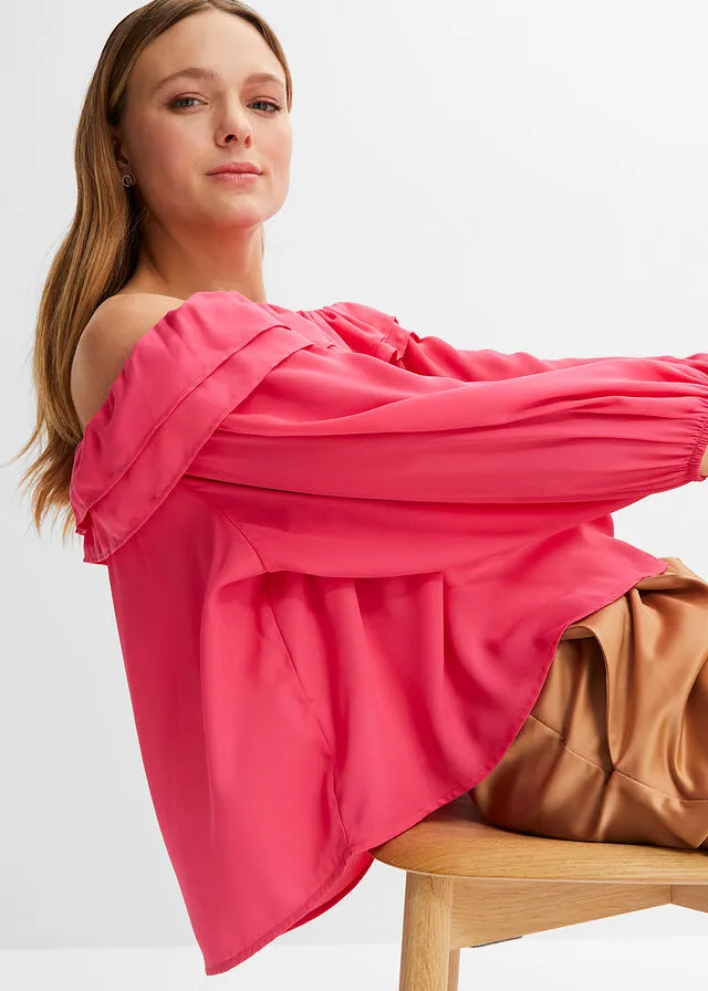 Blusa con escote bañera Rosa oscuro