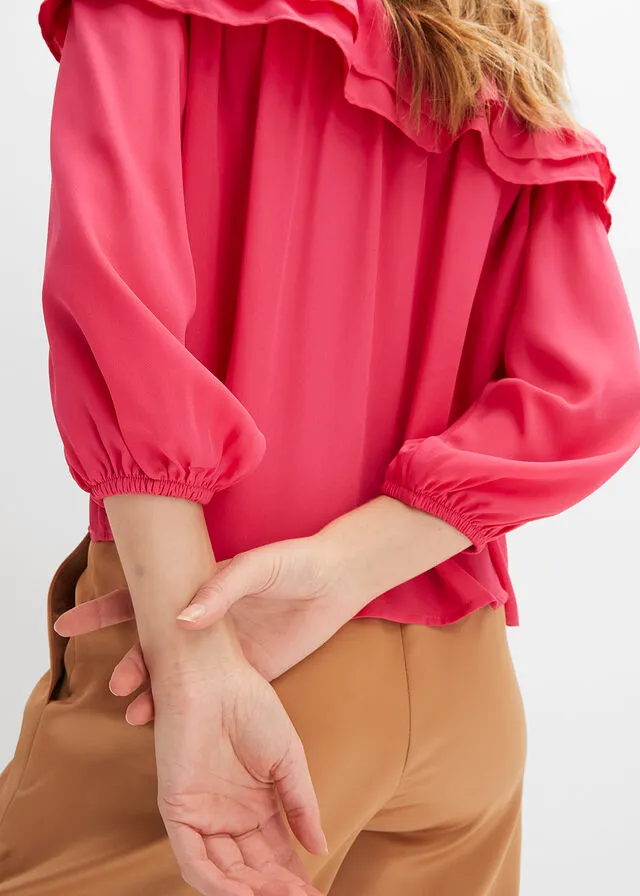 Blusa con escote bañera Rosa oscuro