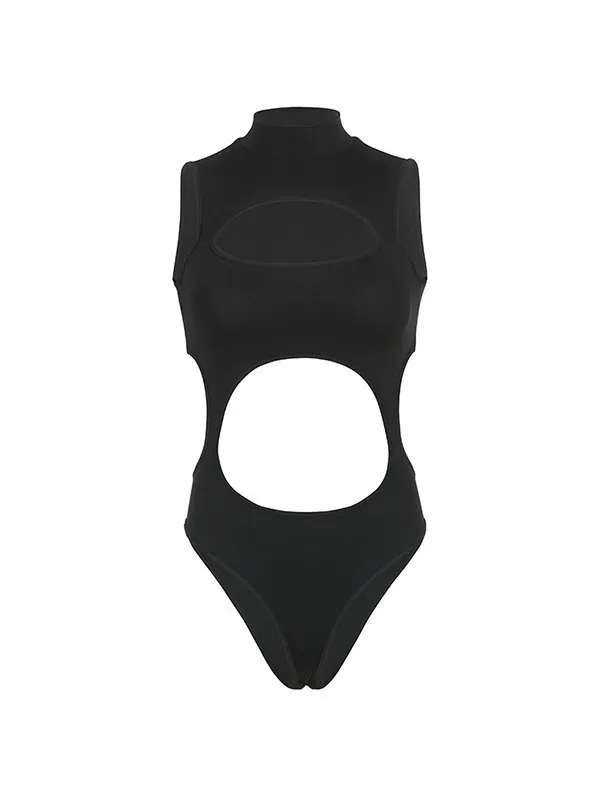 Body negro sin mangas con recorte