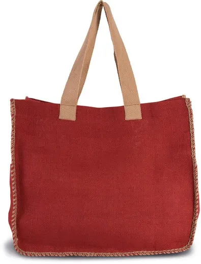 Bolsa de yute con costuras contrastadas