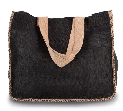 Bolsa de yute con costuras contrastadas
