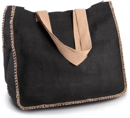 Bolsa de yute con costuras contrastadas