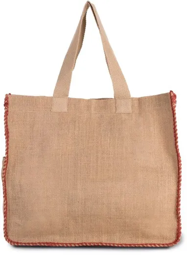 Bolsa de yute con costuras contrastadas