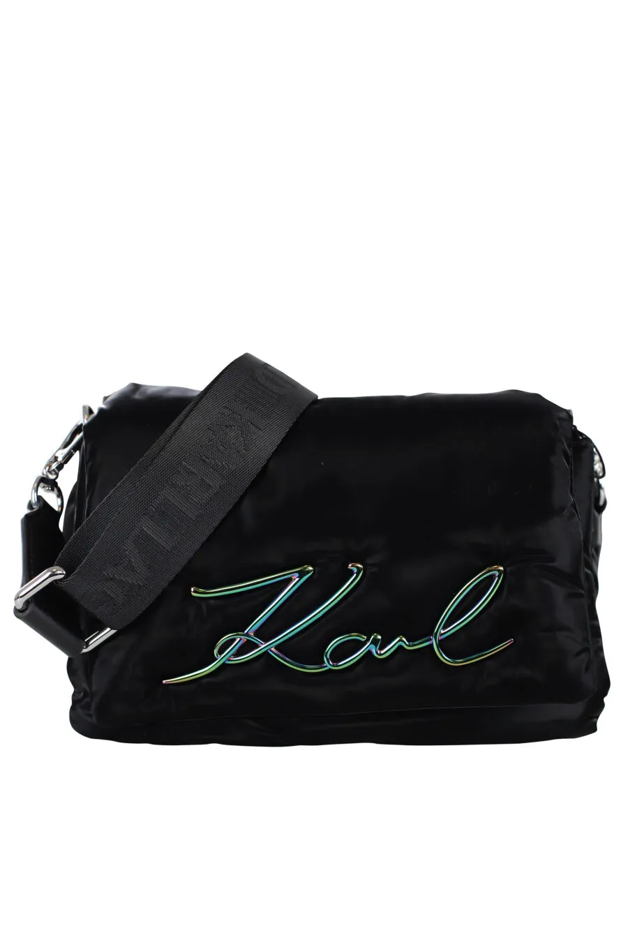 Bolso bandolera mini negro con logo autografo