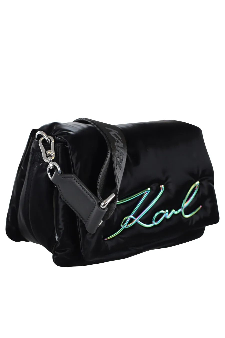 Bolso bandolera mini negro con logo autografo