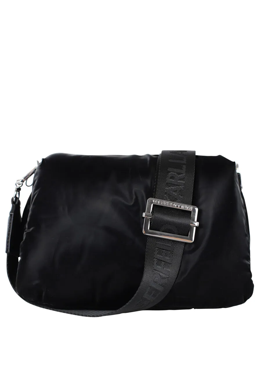 Bolso bandolera mini negro con logo autografo