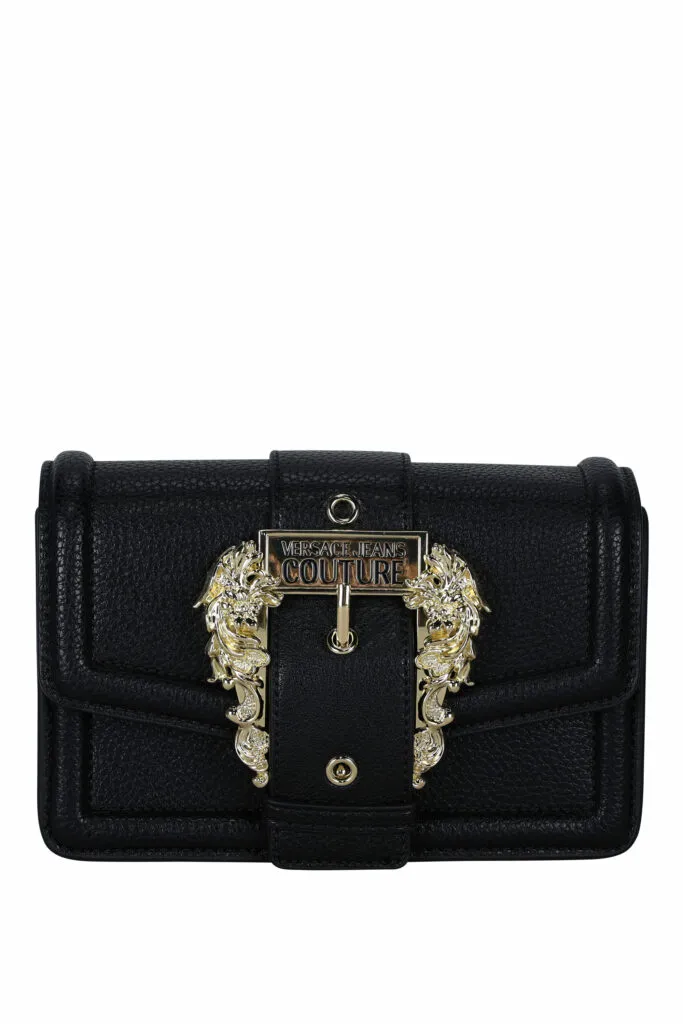 Bolso bandolera negro con hebilla barroca
