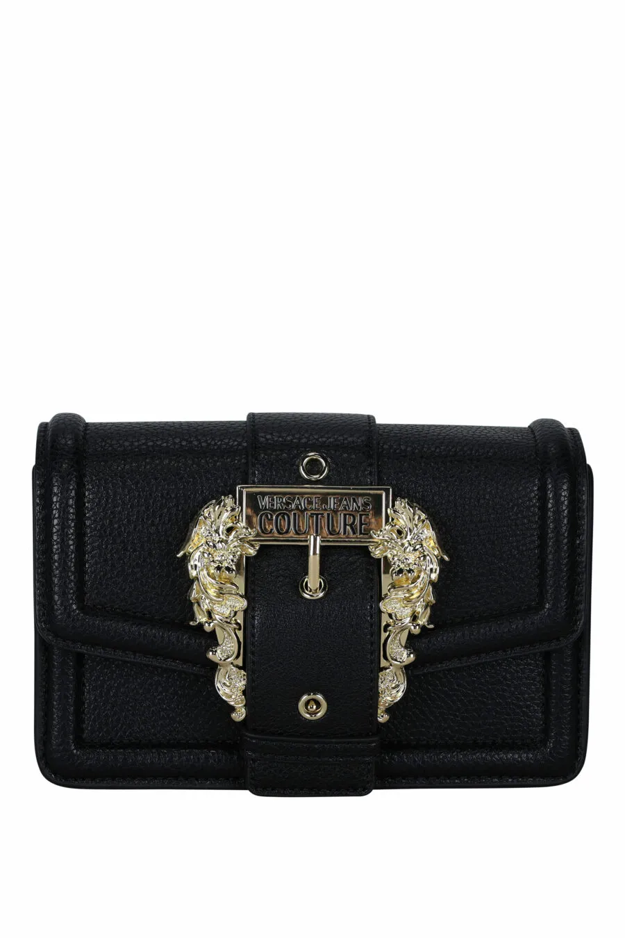 Bolso bandolera negro con hebilla barroca