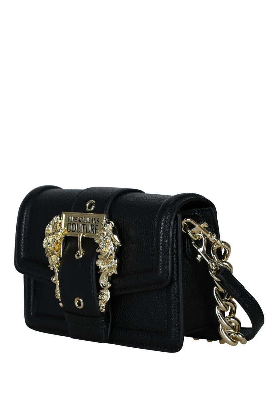 Bolso bandolera negro con hebilla barroca