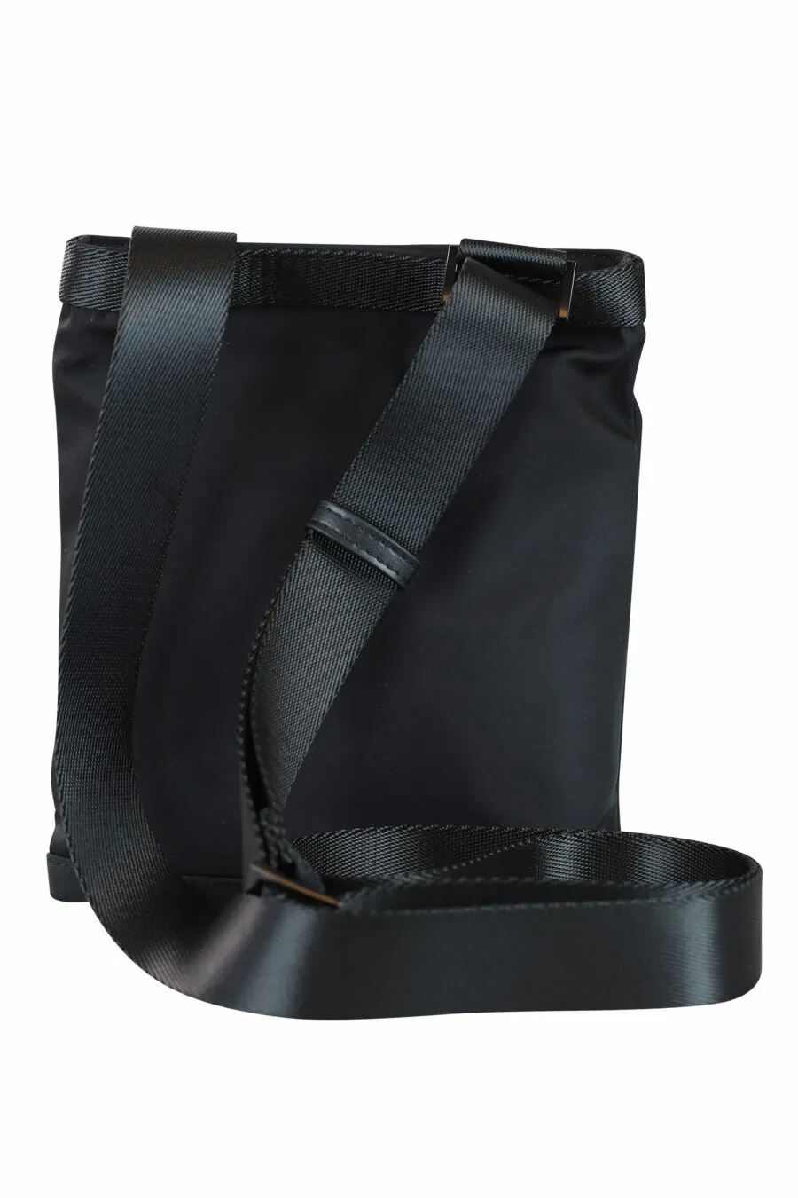 Bolso bandolera negro de nylon con logo monocromático