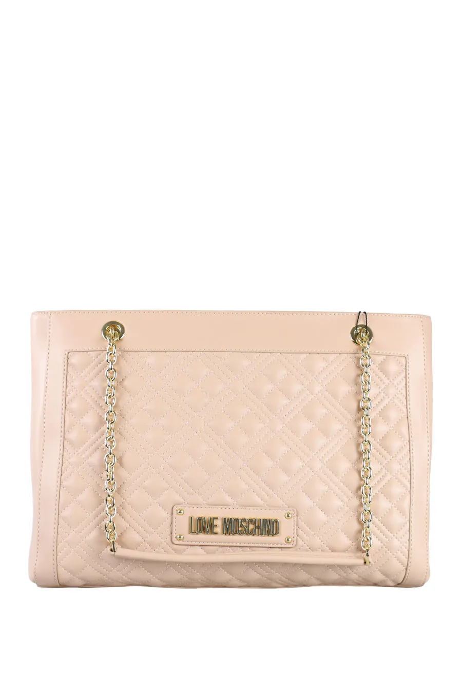 Bolso color nude acolchado con cadena dorada