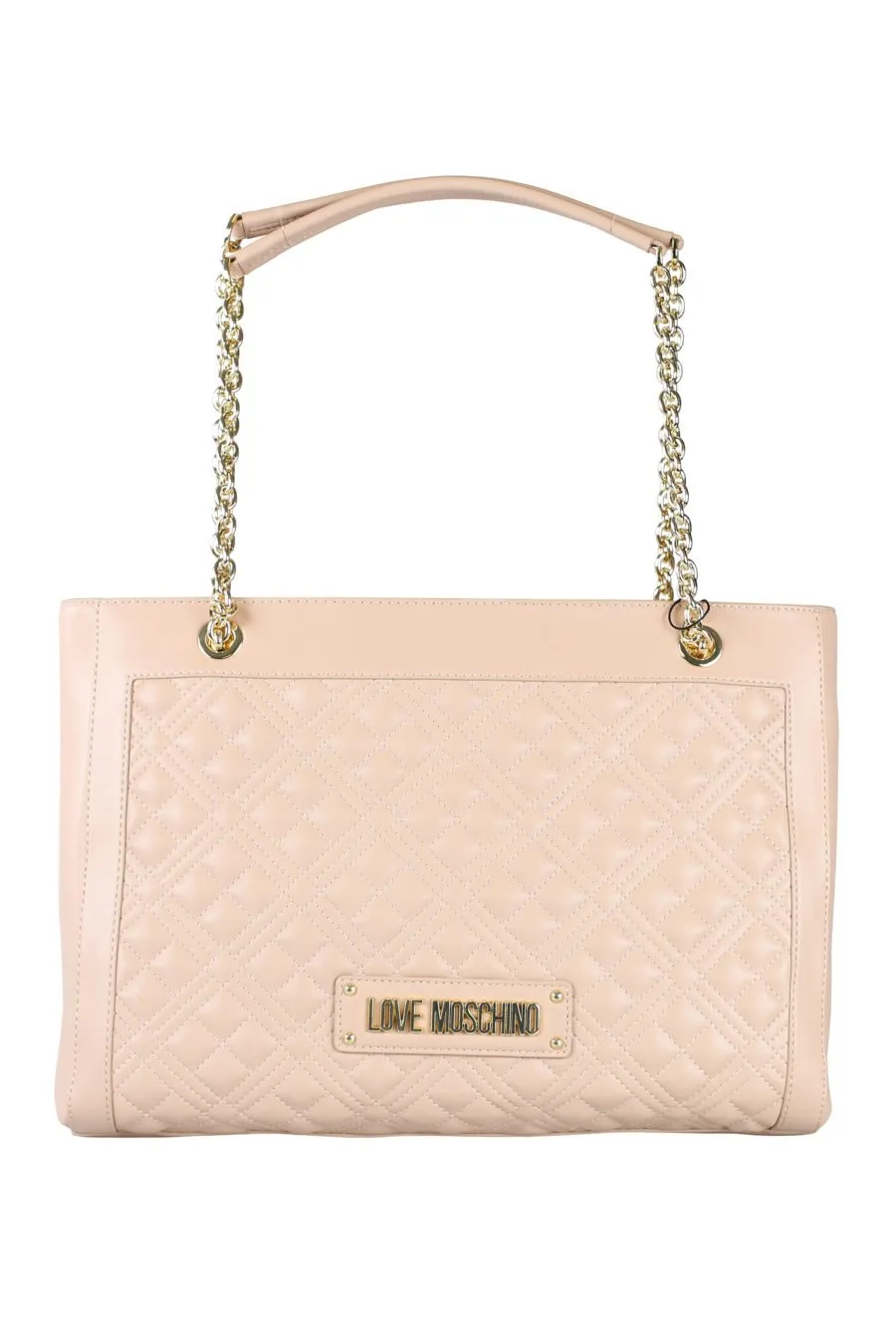 Bolso color nude acolchado con cadena dorada
