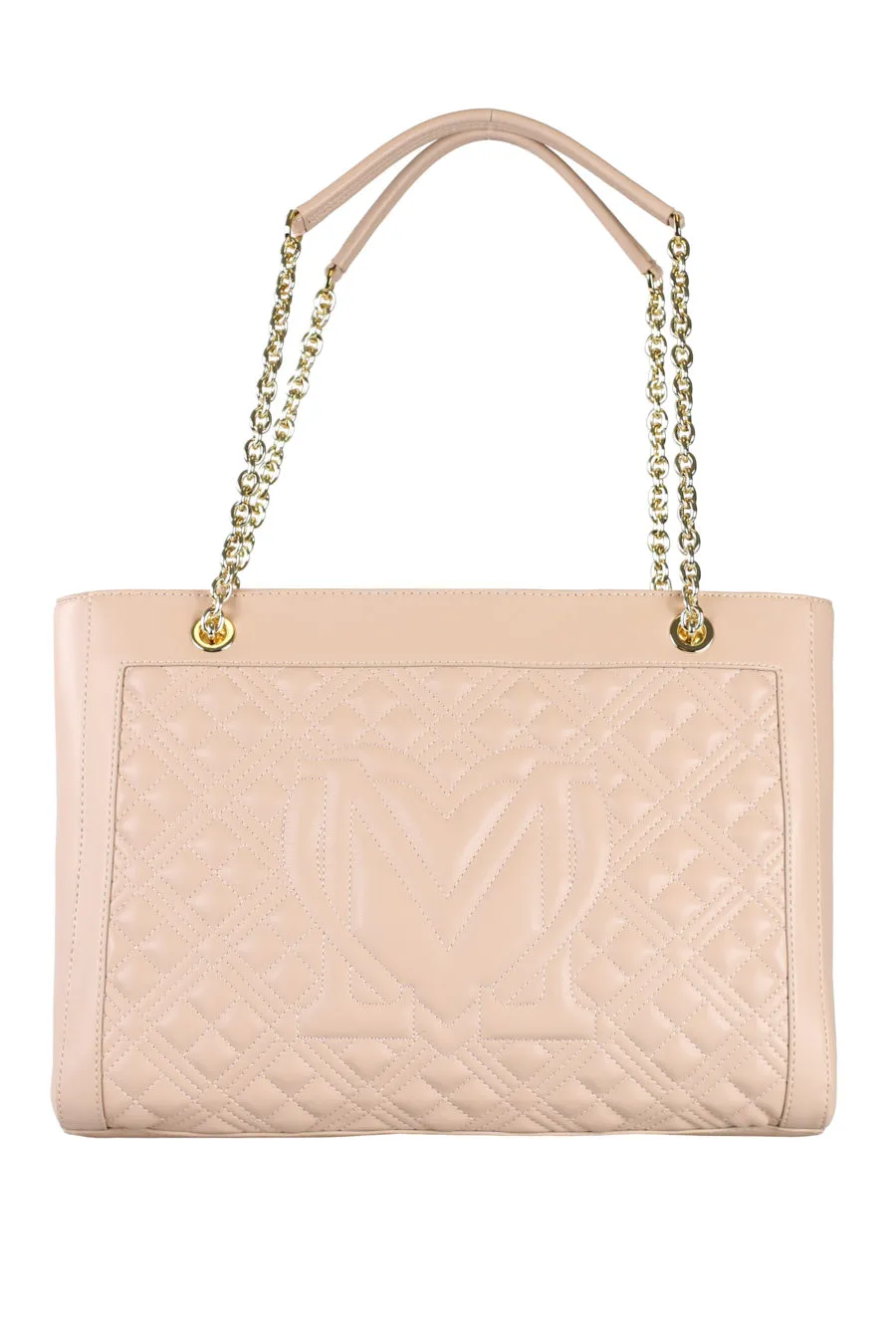 Bolso color nude acolchado con cadena dorada