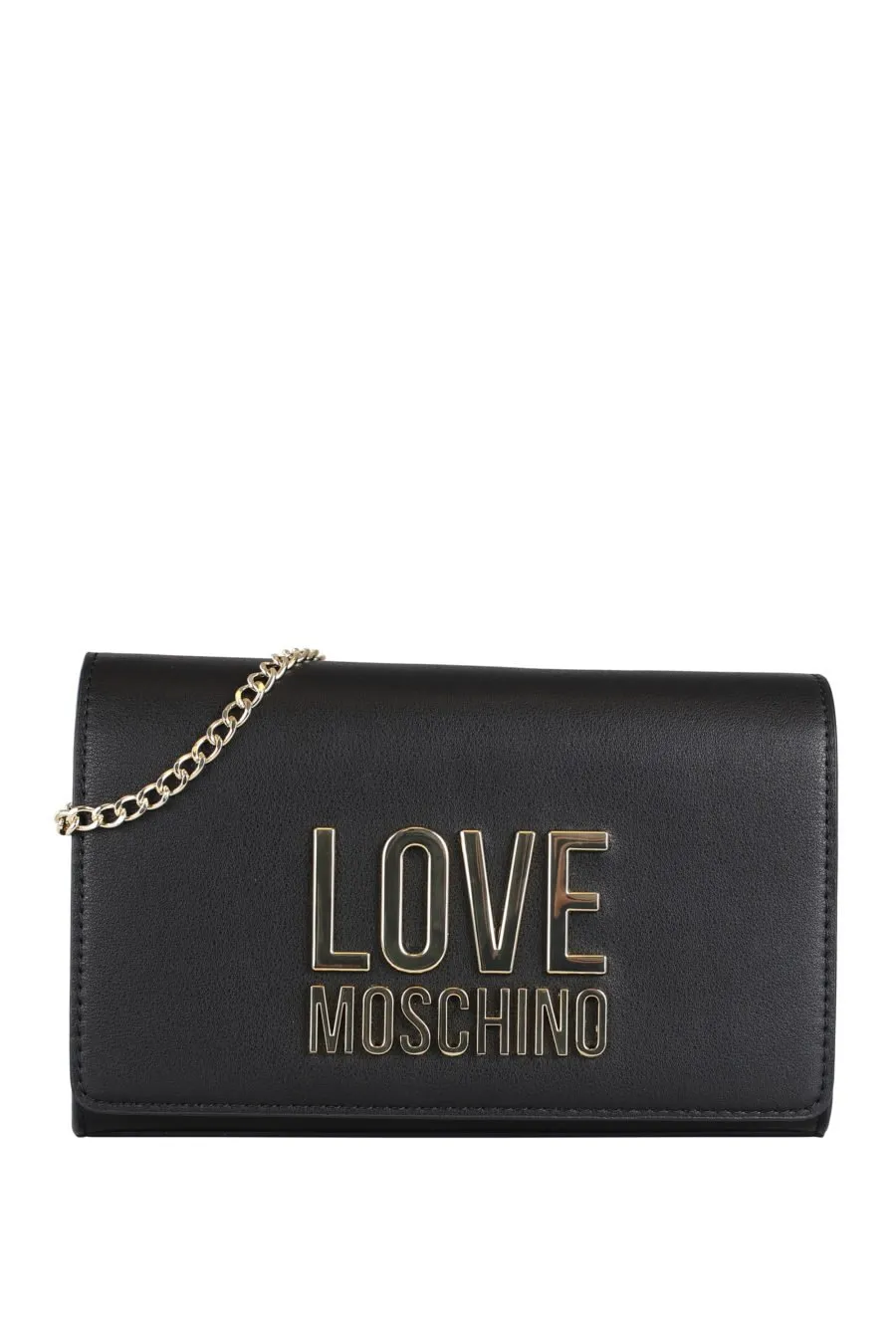Bolso negro con logo dorado